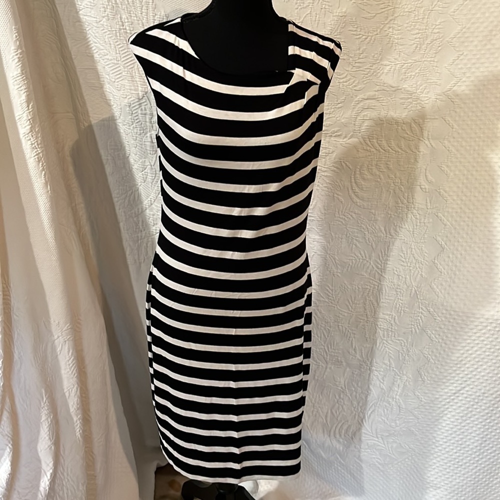 Calvin Klein black and white striped dress, size 6